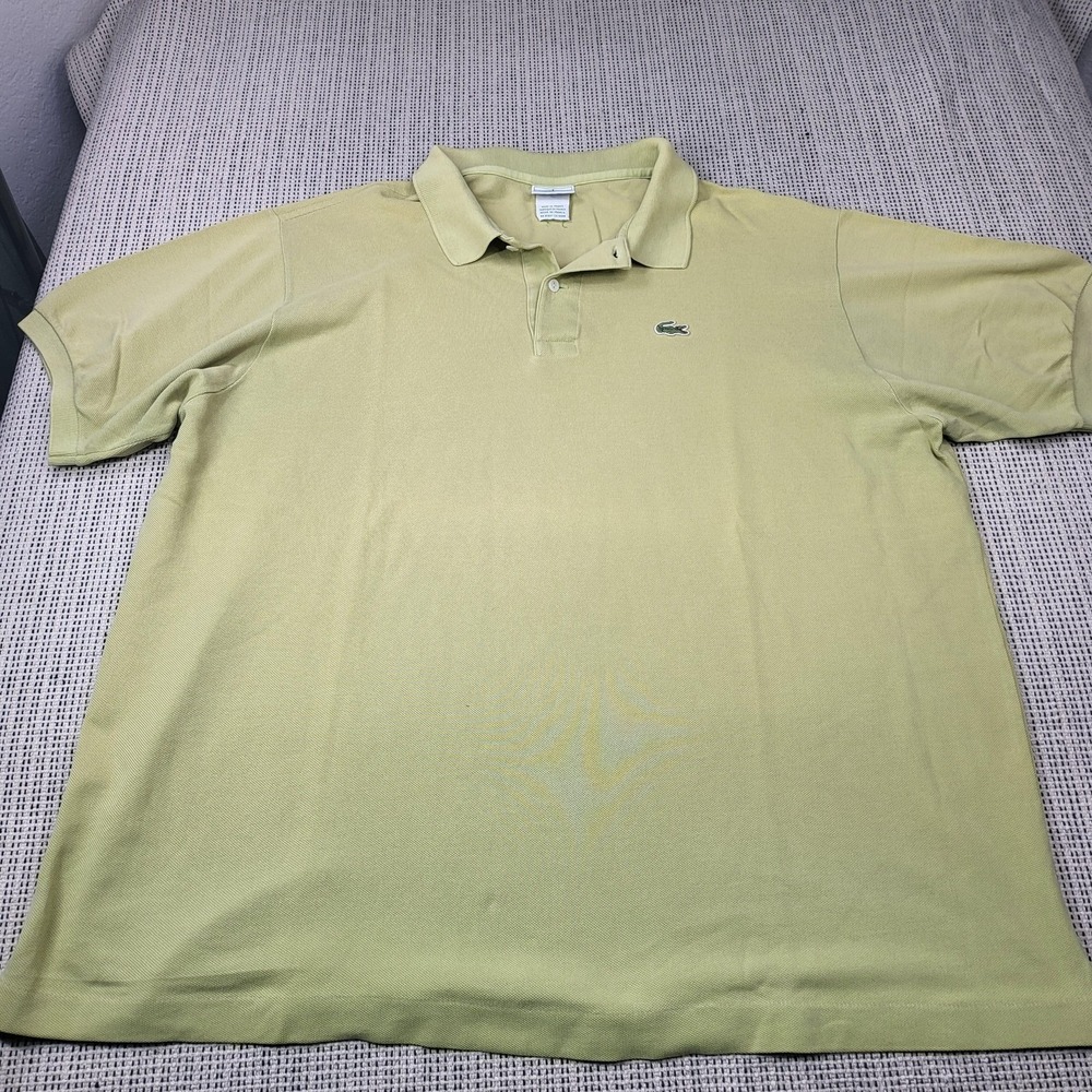 Lacoste Polo Shirt Mens 3XL Green Pique Croc Logo Short Sleeve Casual France‎